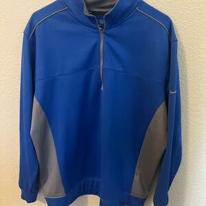 Nike Blue and Gray Performance Jacket with Half-Zip
